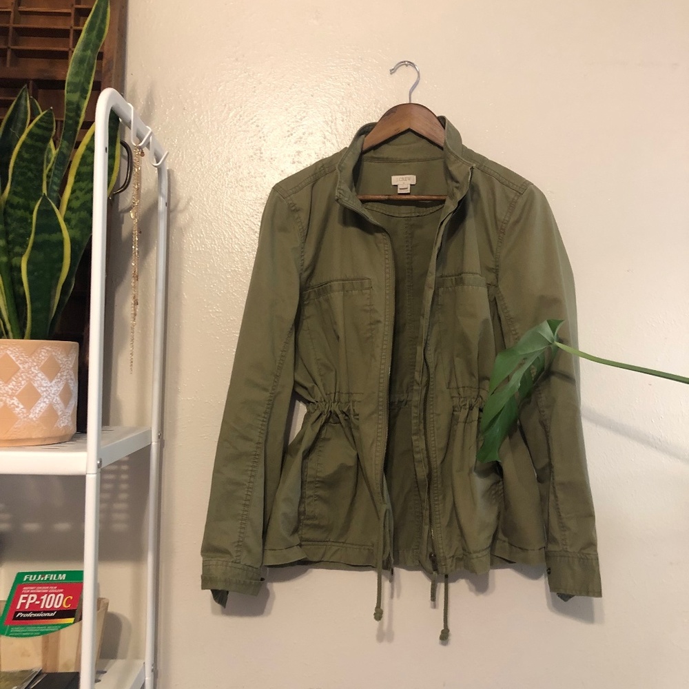 J.Crew Olive Cargo Utility Jacket L